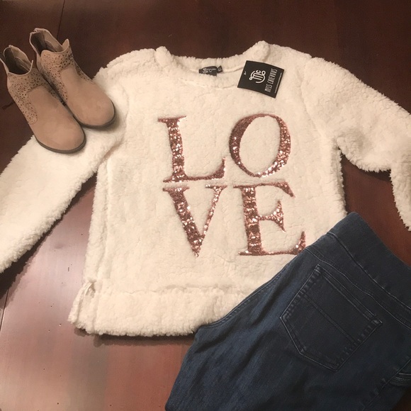 Miss Chievous Tops - 💗 Super Plush LOVE Sweatshirt NWT!!